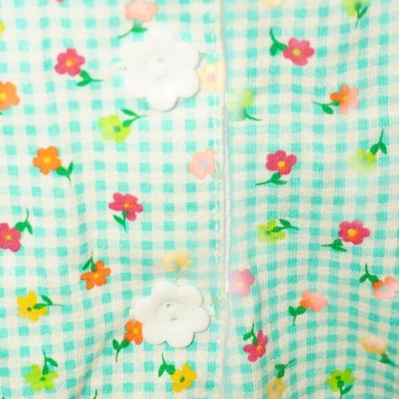 Vintage Rachel’s Kids Girls Floral Gingham Romper  S 7/8 Green Criss Cross Back - Picture 5 of 5